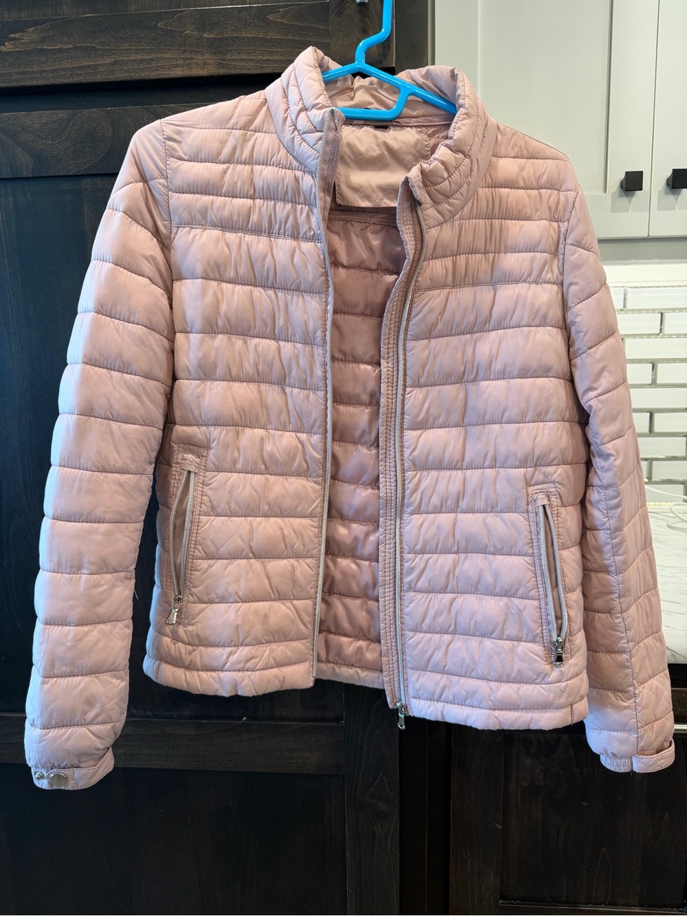 Light Blush Quilted Puffer Jacket - Women's Lightweight Zip